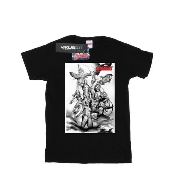 Marvel Boys Avengers Assemble Team Sketch T-Shirt Black 7-8 Years