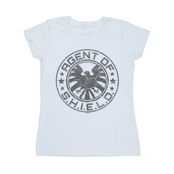 Marvel Womens/Ladies Avengers Shield Beaten Circle Cotton T-Shirt