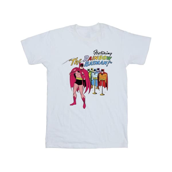 DC Comics T-shirt i bomull med Batman-omslag och regnbågsfärg för flickor