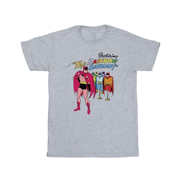 DC Comics T-shirt i bomull med Batman-omslag och regnbågsfärg för flickor