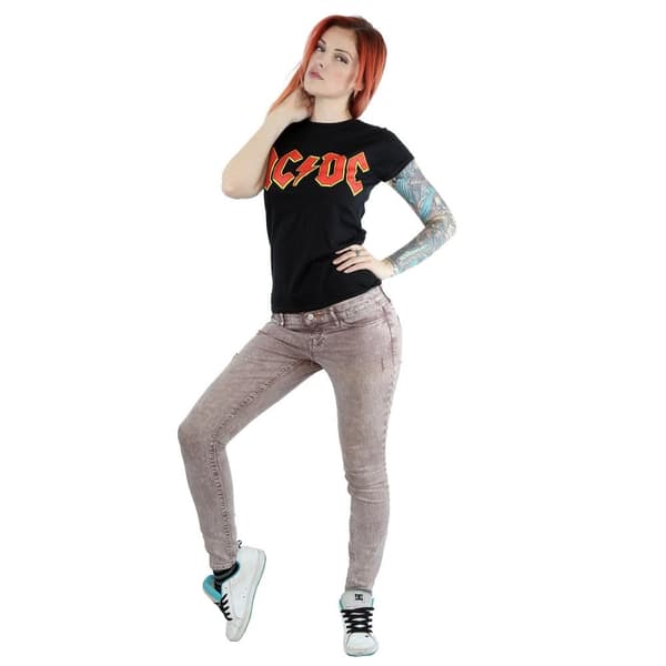 AC/DC T-shirt i bomull med röd logotyp - dam/dam