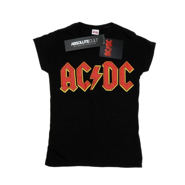 AC/DC T-shirt i bomull med röd logotyp - dam/dam