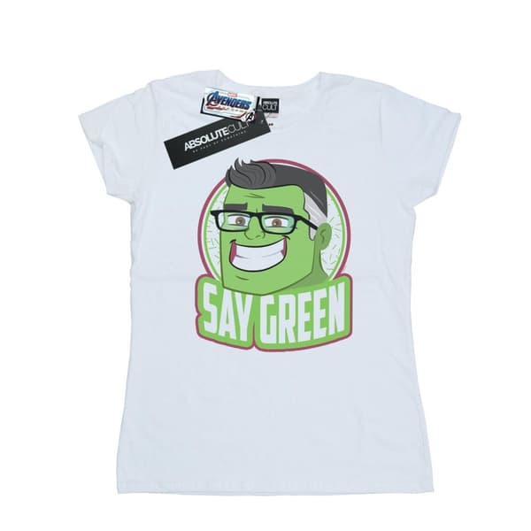 Marvel Womens/Ladies Avengers Endgame Hulk Say Green Cotton T-Shirt