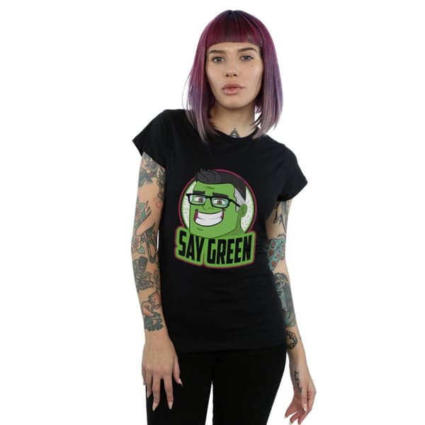 Marvel Womens/Ladies Avengers Endgame Hulk Say Green Cotton T-Shirt