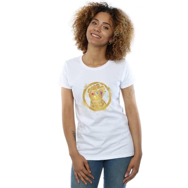 Marvel Dam/Tjej Avengers Endgame - målad Infinity Gauntlet T-shirt i bomull