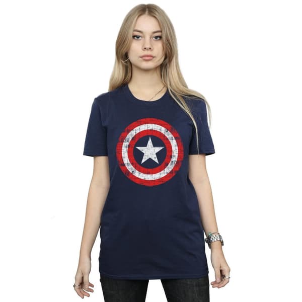 Marvel Dam / Dam Avengers Captain America Repad Sköld Bomull Boyfriend T-shirt