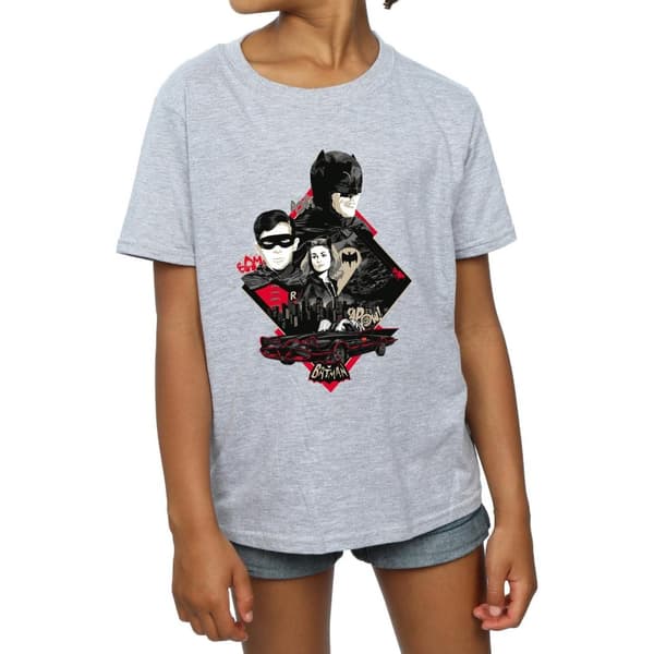 DC Comics T-shirt i bomull för flickor med karaktärer från TV-serien Batman