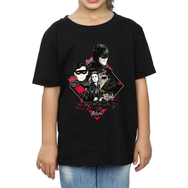 DC Comics T-shirt i bomull för flickor med karaktärer från TV-serien Batman