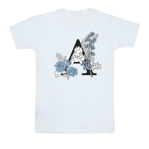 Disney T-shirt i bomull med bokstaven A från Alice i underlandet