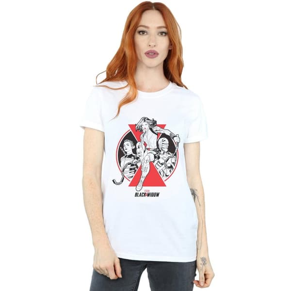 Marvel Womens/Ladies Black Widow Movie Character Badge Cotton Boyfriend T-Shirt