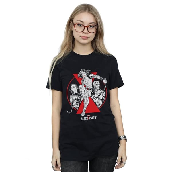 Marvel Womens/Ladies Black Widow Movie Character Badge Cotton Boyfriend T-Shirt