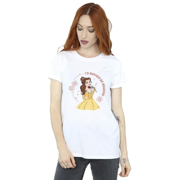 Disney Dam/Tjej Skönheten och odjuret I´d Rather Be Reading Bomull Boyfriend T-shirt