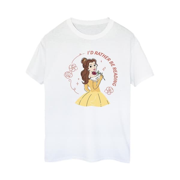 Disney Dam/Tjej Skönheten och odjuret I´d Rather Be Reading Bomull Boyfriend T-shirt