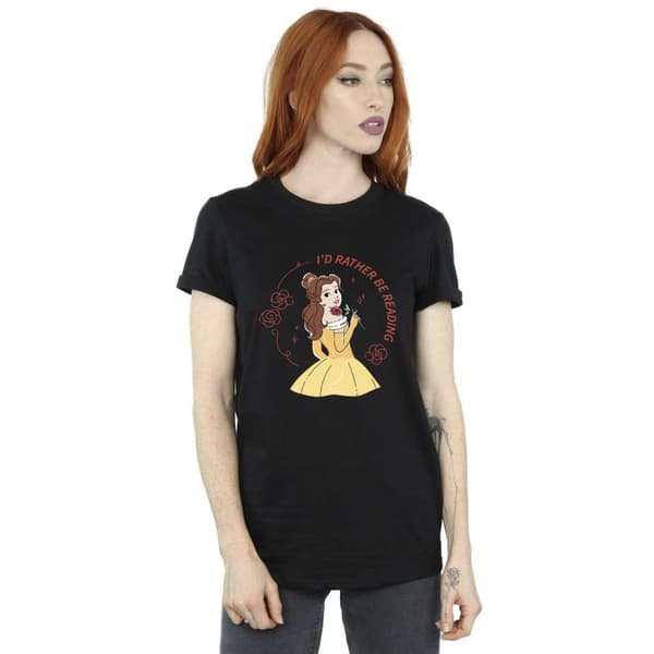 Disney Dam/Tjej Skönheten och odjuret I´d Rather Be Reading Bomull Boyfriend T-shirt