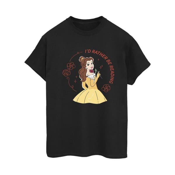 Disney Dam/Tjej Skönheten och odjuret I´d Rather Be Reading Bomull Boyfriend T-shirt