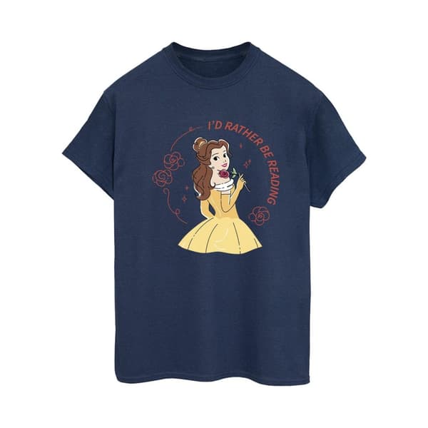 Disney Dam/Tjej Skönheten och odjuret I´d Rather Be Reading Bomull Boyfriend T-shirt
