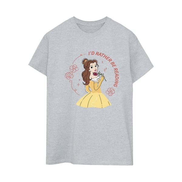 Disney Dam/Tjej Skönheten och odjuret I´d Rather Be Reading Bomull Boyfriend T-shirt