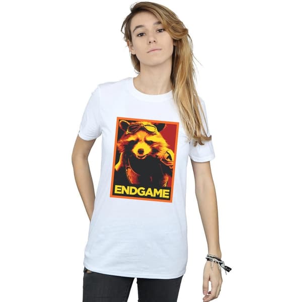 Marvel Womens/Ladies Avengers Endgame Rocket Poster Cotton Boyfriend T-Shirt