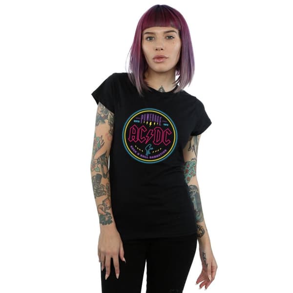 AC/DC Dam/Tjej Circle Neon Bomulls-T-shirt