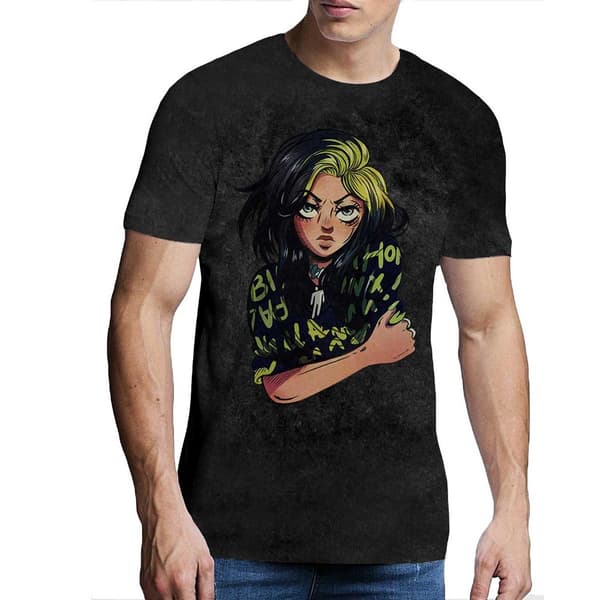Billie Eilish Unisex vuxen Anime Dip Dye T-Shirt