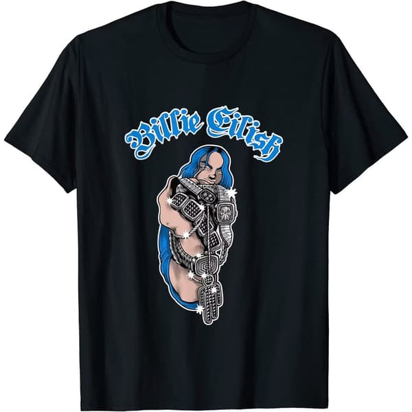 Billie Eilish Unisex Adult Bling Glitter T-Shirt