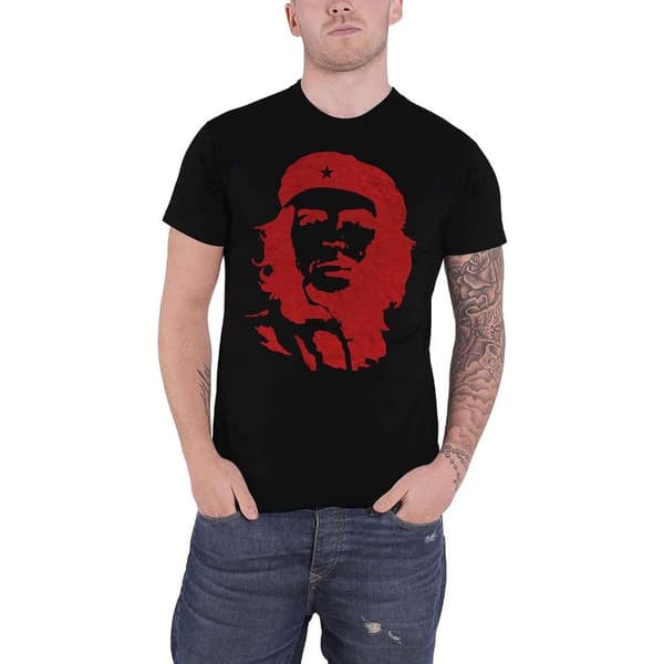 Che Guevara Unisex vuxen röd på svart bomulls-T-shirt