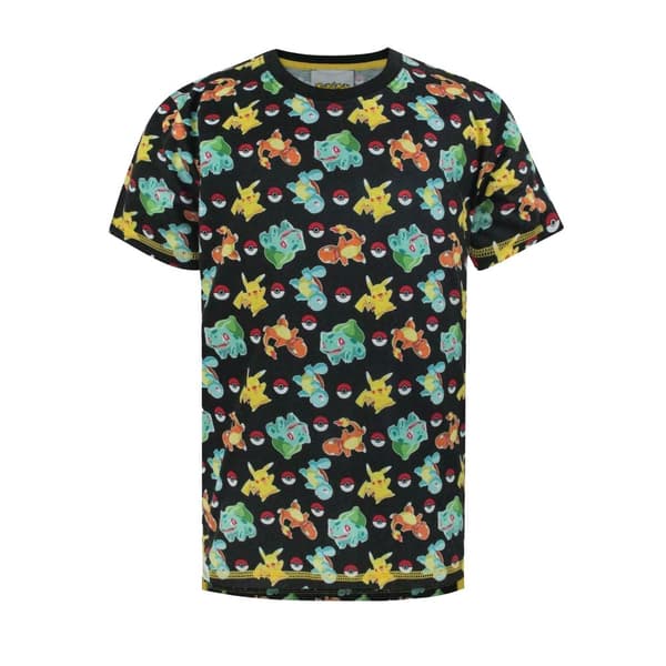 Pokemon Boys Starters Sublimated T-Shirt Black 3-4 Years