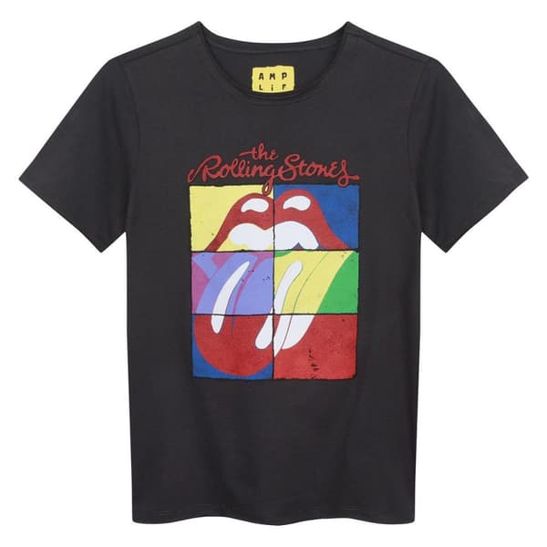 Amplified Childrens/Kids Square Tongue The Rolling Stones T-Shirt Charcoal 13-14 Years