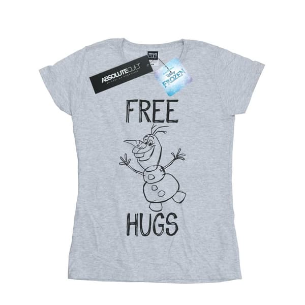 Disney Dam/Tjej Frozen Olaf Free Hugs Bomulls-T-shirt Heather Grey XXL