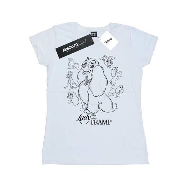 Disney Dam/dam Lady And The Tramp Collage Sketch Bomulls-T-shirt