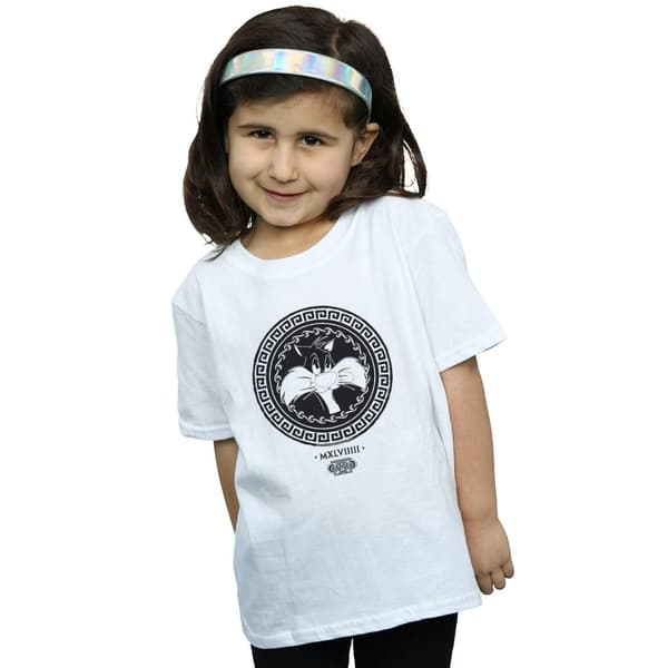 Looney Tunes Girls Sylvester Greek Circle Cotton T-Shirt