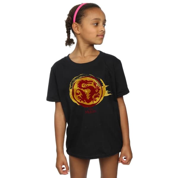 Disney Mulan Courage Dragon Symbol Bomulls-T-shirt för flickor