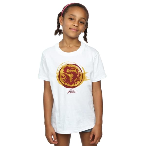 Disney Mulan Courage Dragon Symbol Bomulls-T-shirt för flickor