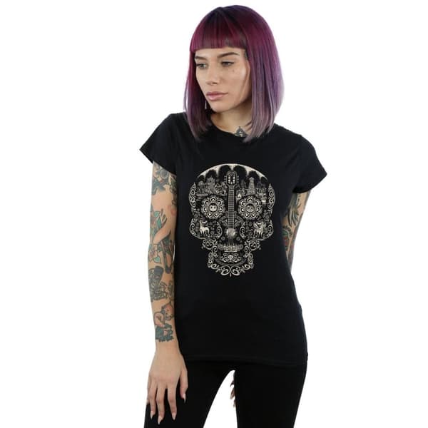 Disney Womens/Ladies Coco Skull Mono Pattern Cotton T-Shirt
