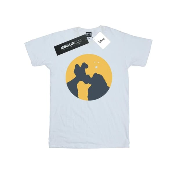 Disney Womens/Ladies Lady And The Tramp Moonlight Kiss Cotton Boyfriend T-Shirt White 5XL