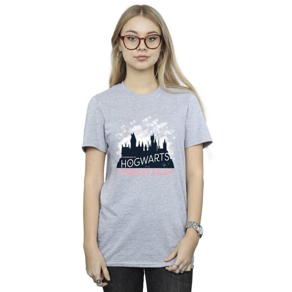 Harry Potter Womens/Ladies Hogwarts Christmas Cotton Boyfriend T-Shirt