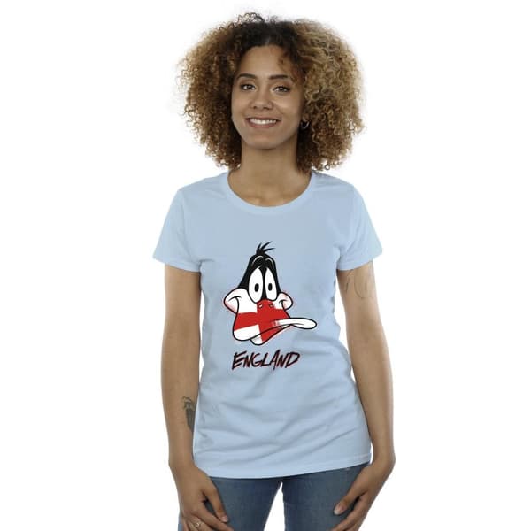 Looney Tunes Womens/Ladies Daffy England Face Cotton T-Shirt