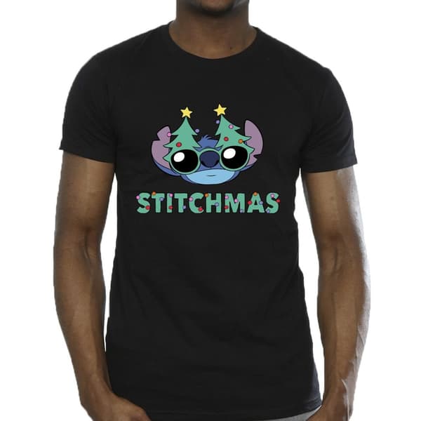 Disney Mens Lilo & Stitch Stitchmas Glasses T-Shirt
