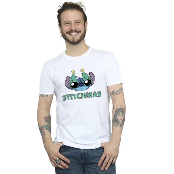 Disney Mens Lilo & Stitch Stitchmas Glasses T-Shirt
