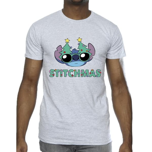 Disney Mens Lilo & Stitch Stitchmas Glasses T-Shirt