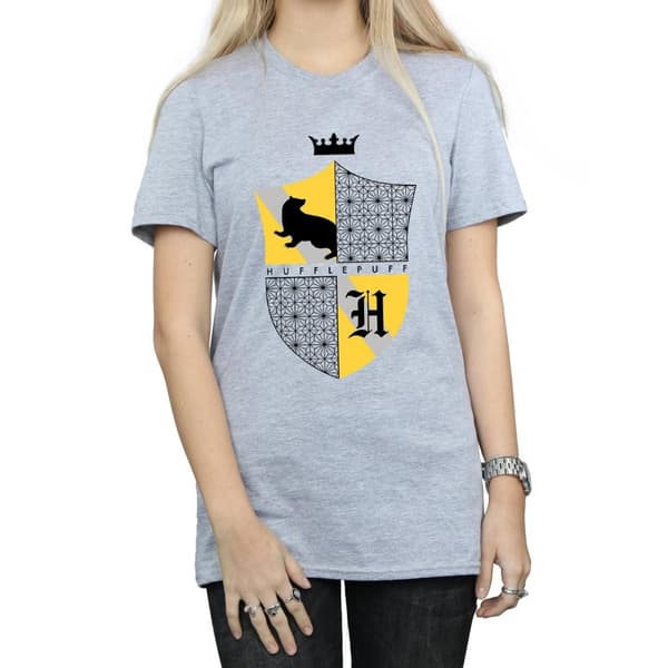 Harry Potter Dam/Häst Hufflepuff Shield Boyfriend T-shirt i bomull
