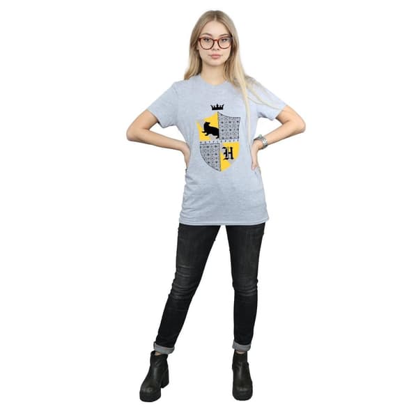 Harry Potter Dam/Häst Hufflepuff Shield Boyfriend T-shirt i bomull