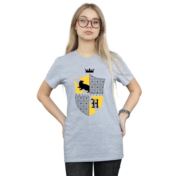 Harry Potter Dam/Häst Hufflepuff Shield Boyfriend T-shirt i bomull