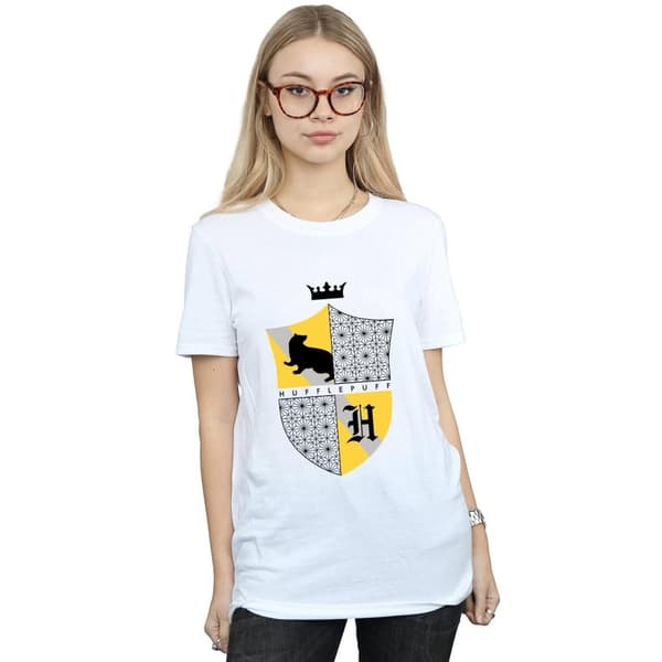 Harry Potter Dam/Häst Hufflepuff Shield Boyfriend T-shirt i bomull