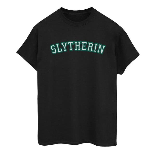 Harry Potter Womens/Ladies Collegial Slytherin Cotton Boyfriend T-Shirt Black XXL