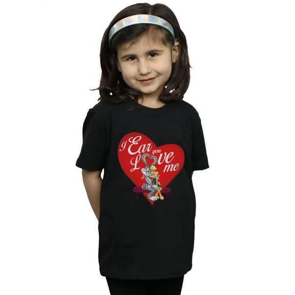 Looney Tunes T-shirt i bomull för flickor Bugs Bunny och Lola Alla hjärtans dag - Love Me