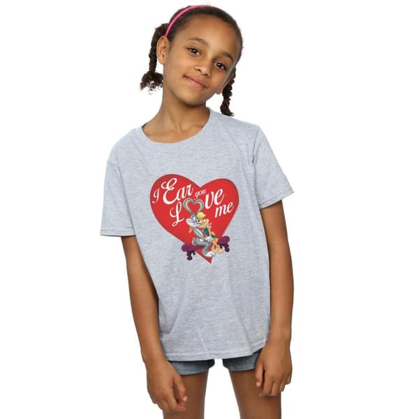 Looney Tunes T-shirt i bomull för flickor Bugs Bunny och Lola Alla hjärtans dag - Love Me