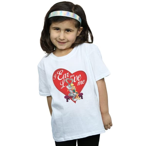 Looney Tunes T-shirt i bomull för flickor Bugs Bunny och Lola Alla hjärtans dag - Love Me