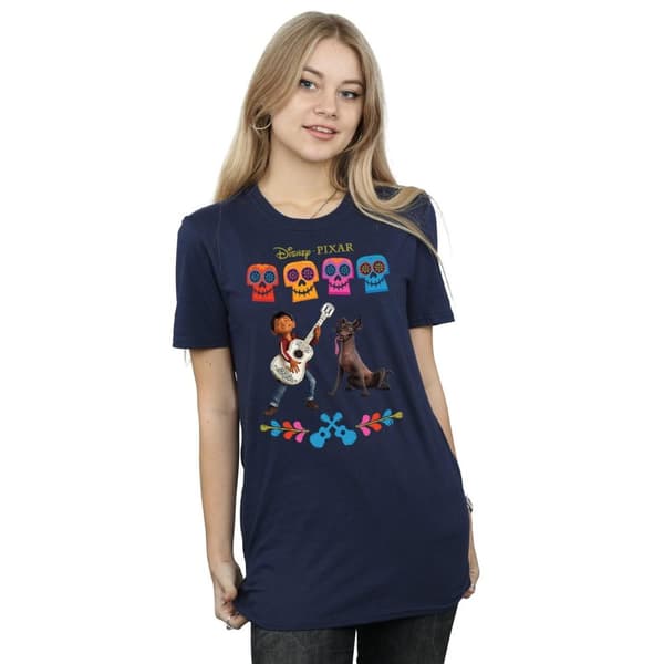 Disney Dam/Tjej Coco Miguel Logo Bomull Boyfriend T-shirt
