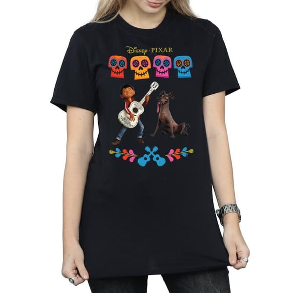 Disney Dam/Tjej Coco Miguel Logo Bomull Boyfriend T-shirt